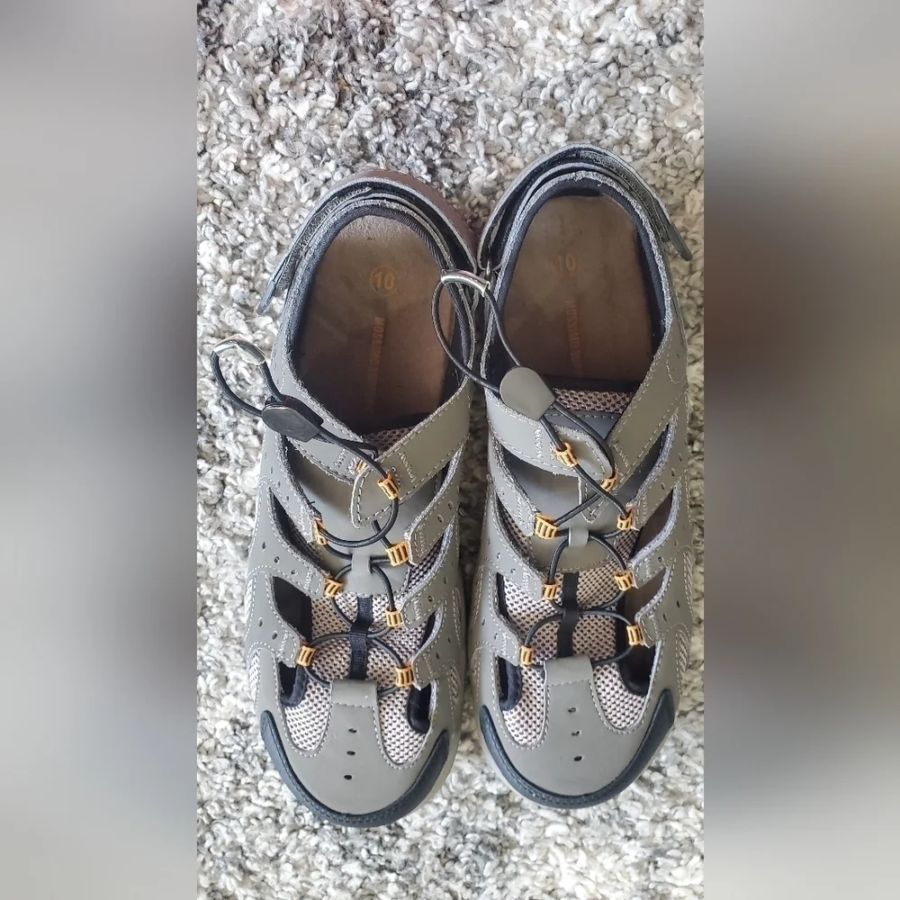 Mossimo Supply Co. Gray‎ Leather Slip On Draw Cord Sport Sandals Men's Shoe 10